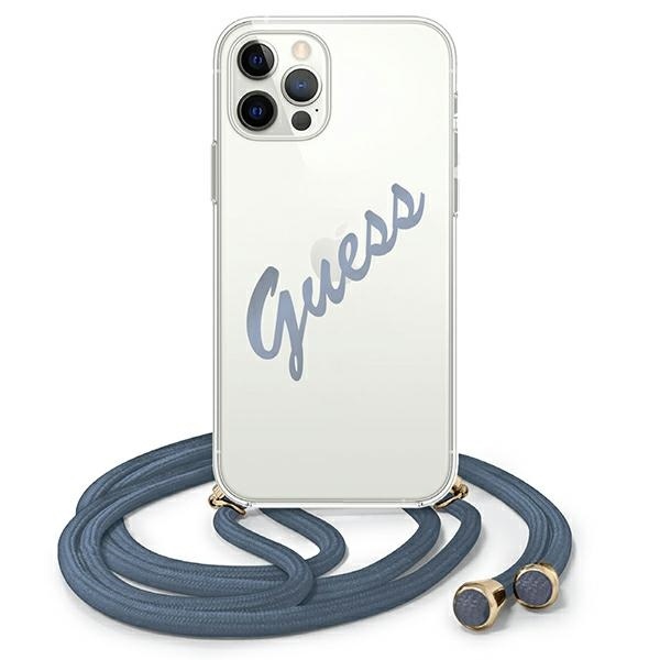 Guess GUHCP12MCRTVSBL Apple iPhone 12/12 Pro blue hardcase Script Vintage