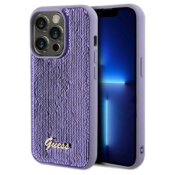 Guess GUHCP14LPSFDGSU Apple iPhone 14 Pro hardcase Sequin Script Metal purple