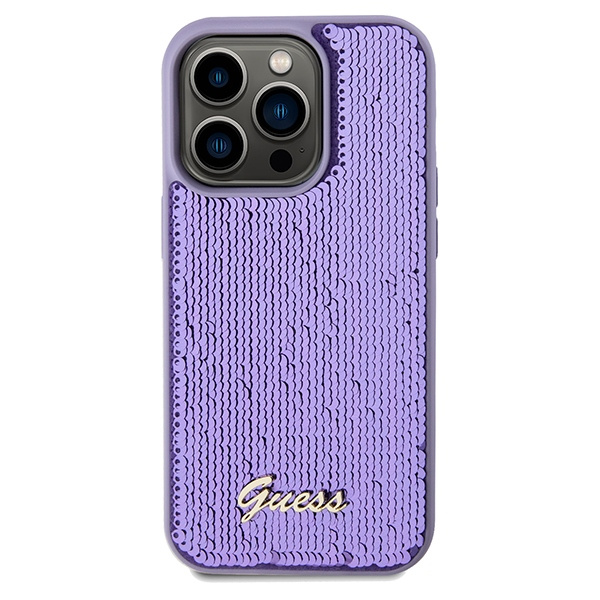 Guess GUHCP14XPSFDGSU Apple iPhone 14 Pro Max hardcase Sequin Script Metal purple