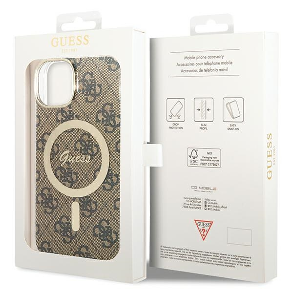Guess GUHMP13MH4STW Apple iPhone 13 / 14 / 15 hardcase 4G MagSafe brown
