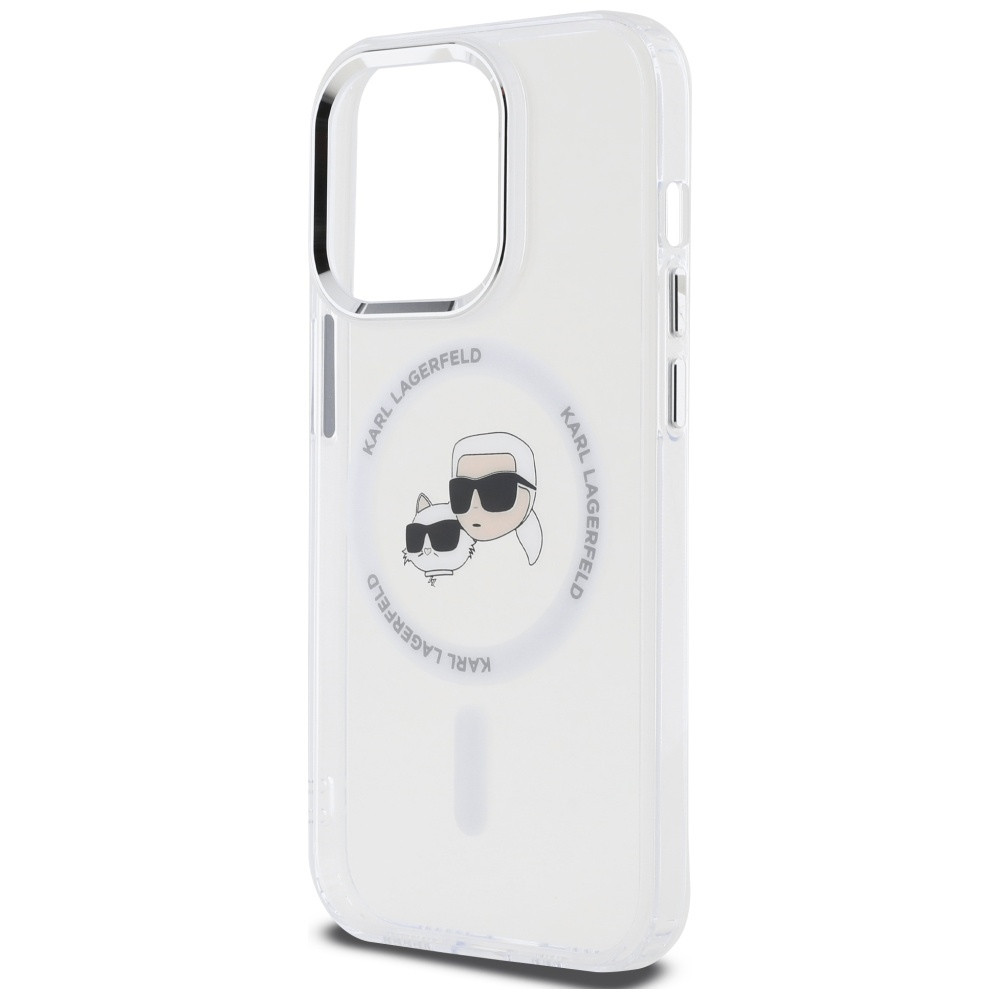 Etui Karl Lagerfeld do Apple iPhone 14 Pro hardcase IML Metal Karl&Choupette Head MagSafe biały
