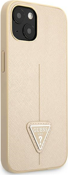 Guess GUHCP13SPSATLE Apple iPhone 13 mini beige hardcase Saffiano Triangle Logo