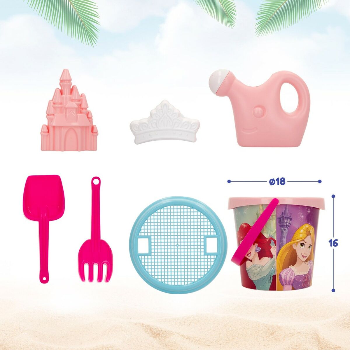 Beach toys set Princesses Disney Ø 18 cm (12 Units)