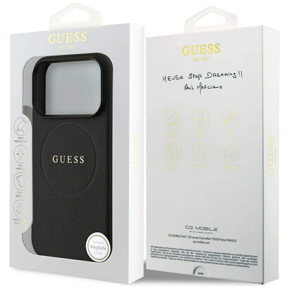 Etui Guess Grained Ring MagSafe do Apple iPhone 17 Pro czarny