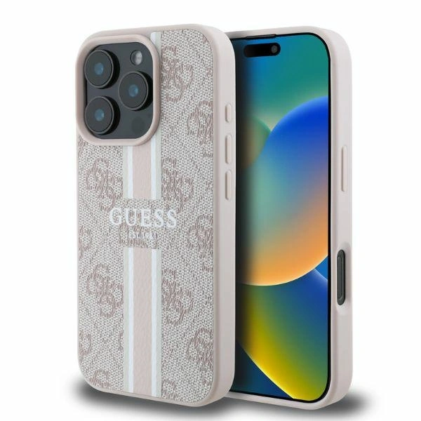Case Guess GUHMP16XP4RPSP Apple iPhone 16 Pro Max hardcase 4G Printed Stripes MagSafe pink