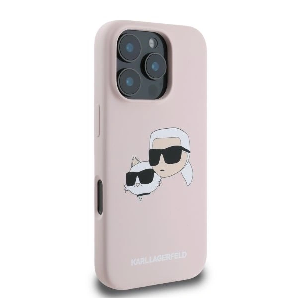 Etui Karl Lagerfeld KLHMP16XSKCHPPLP Apple iPhone 16 Pro Max hardcase Silicone Double Heads Print MagSafe różowy
