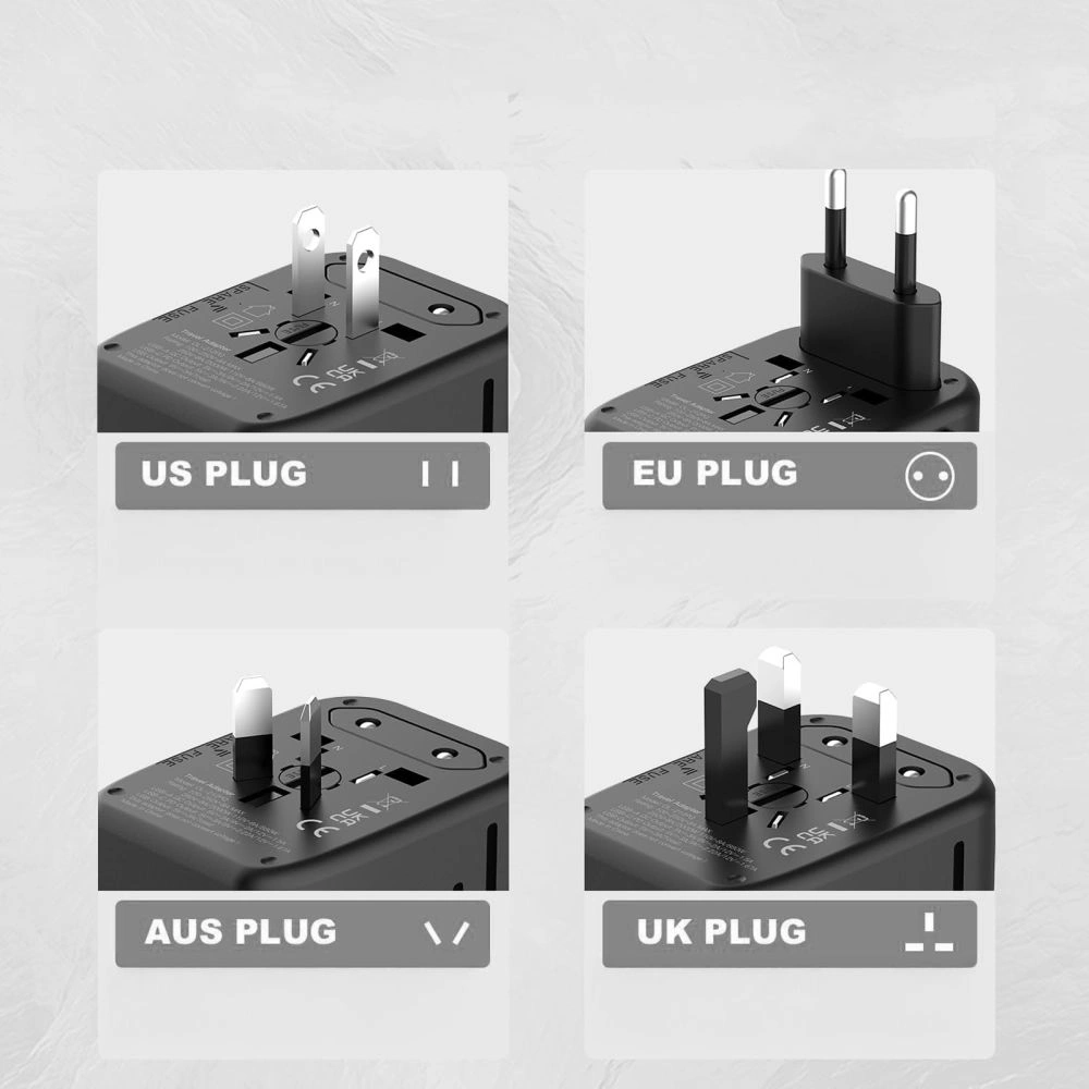 Adapter podróżny Tech-Protect TA200 Travel Adapter EU / UK / US / AU 2xUSB-A, 2xUSB-C Black