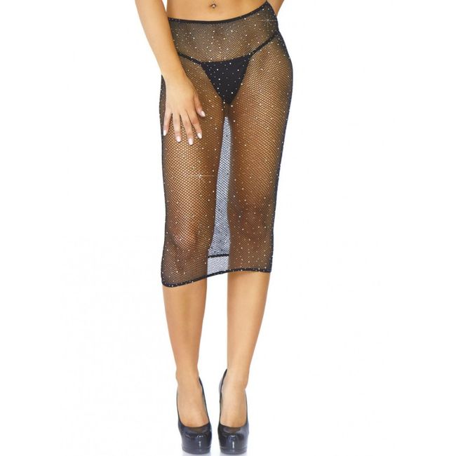 LEG AVENUE CRYSTALIZED FISHNET MULTIDRESS BLACK O.S