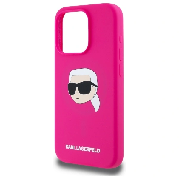 Karl Lagerfeld KLHMP15LSKHPPLF Apple iPhone 15 Pro hardcase Silicone Karl Head Print MagSafe fuschia