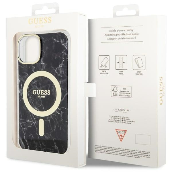 Guess GUHMP14MPCUMAK Apple iPhone 14 Plus black hardcase Marble MagSafe
