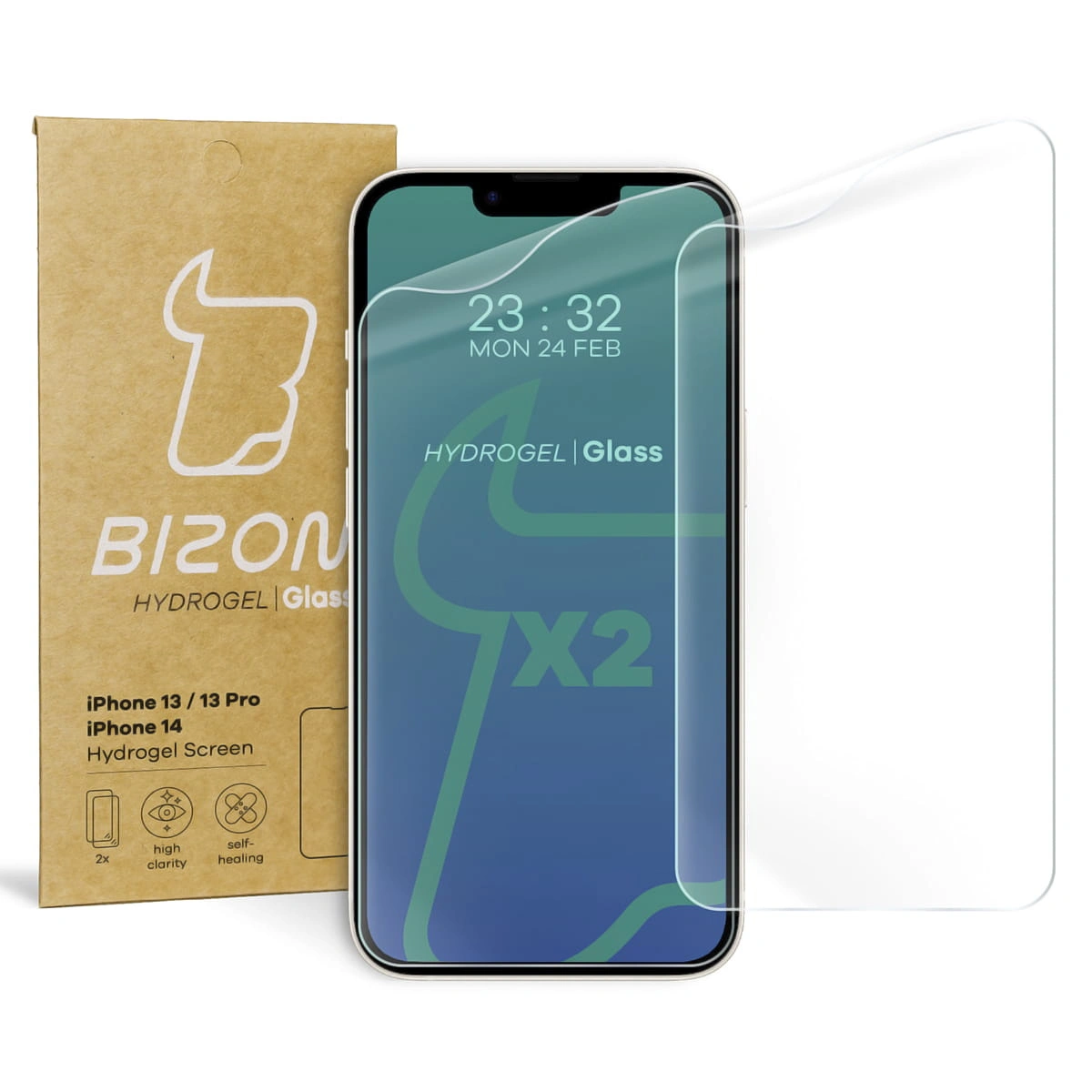 Bizon Glass Hydrogel Apple iPhone 14 / 13 / 13 Pro [2 PACK]