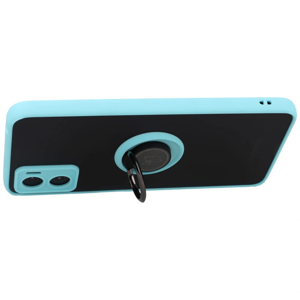 Bizon Case Hybrid Ring Motorola Moto E22 / E22i smoky with a light blue frame