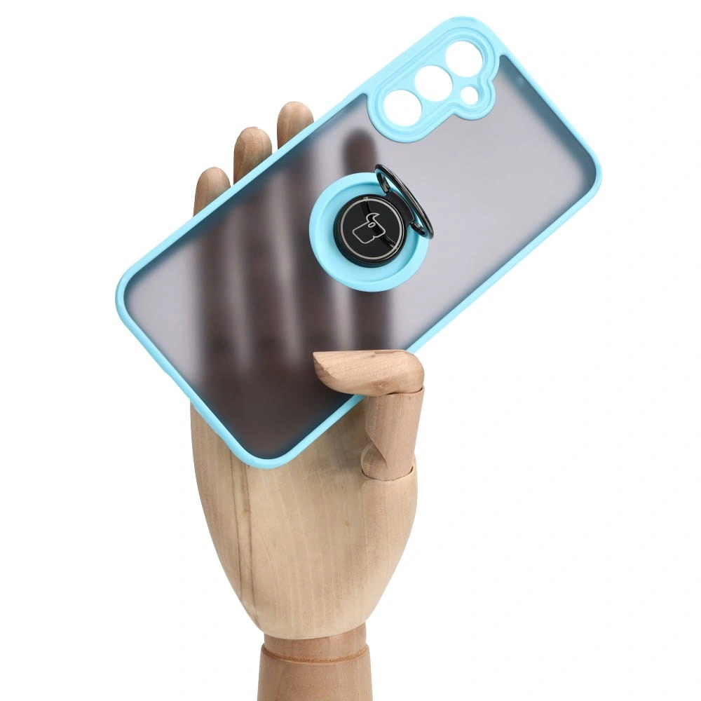 Bizon Case Hybrid Ring Samsung Galaxy A24 4G smoky with a light blue frame