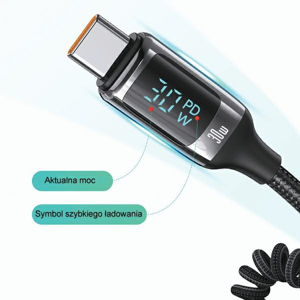 USAMS US-CC192 car charger 1xUSB-A 18W+1xUSB-C 30W + cable USB-C 30W PD+QC Fast Charge black
