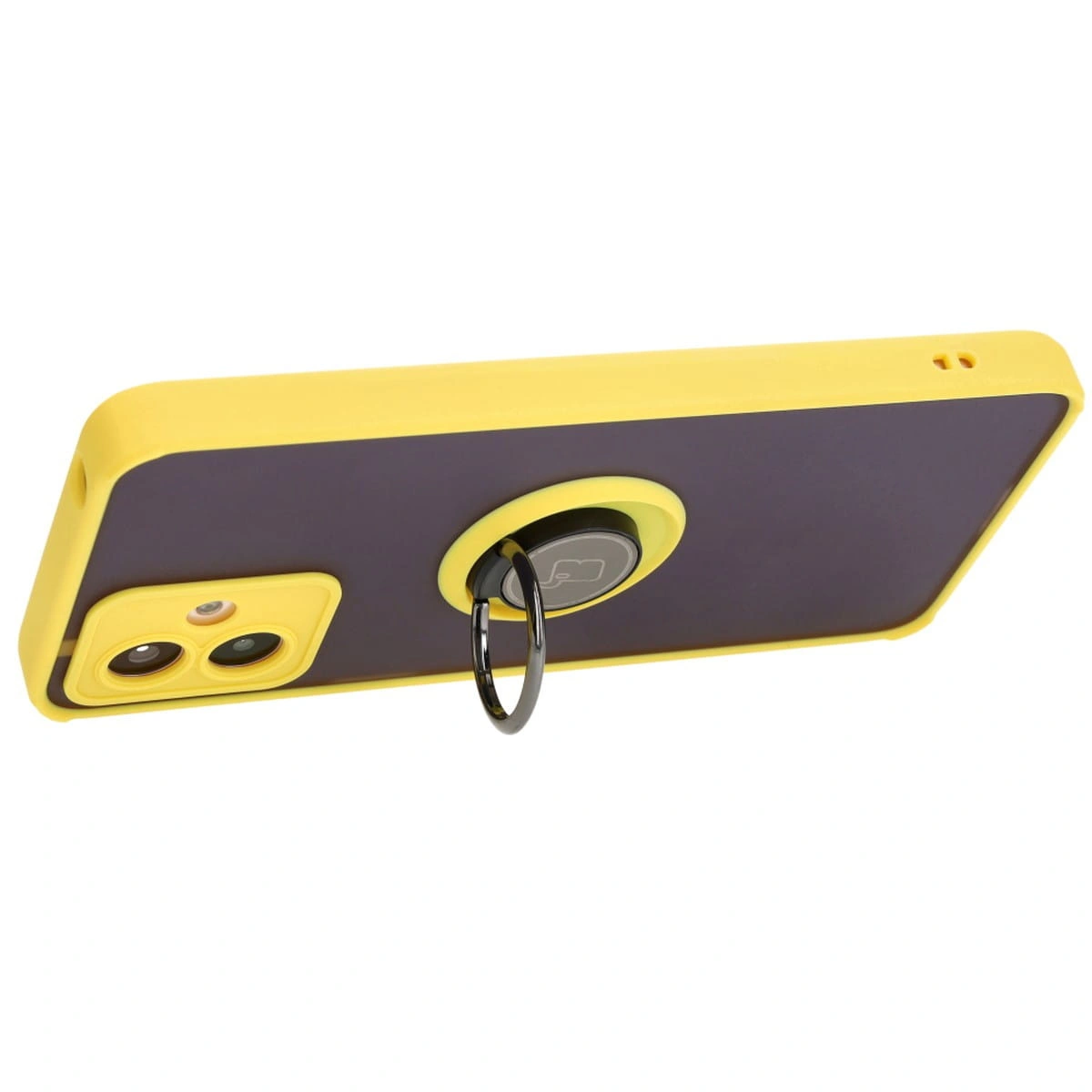 Bizon Case Hybrid Ring Motorola Moto G14 smoky with a yellow frame