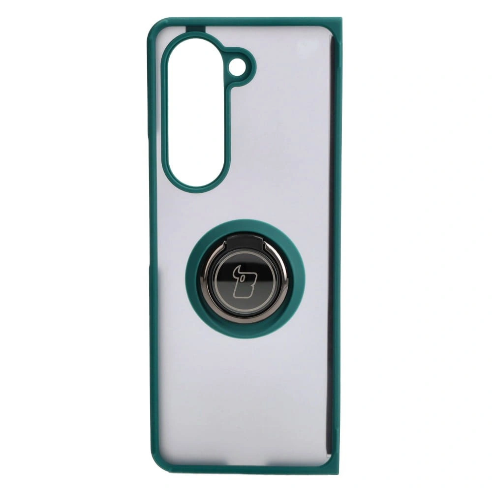 Bizon Case Hybrid Ring Samsung Galaxy Z Fold5 smoky with a dark green frame