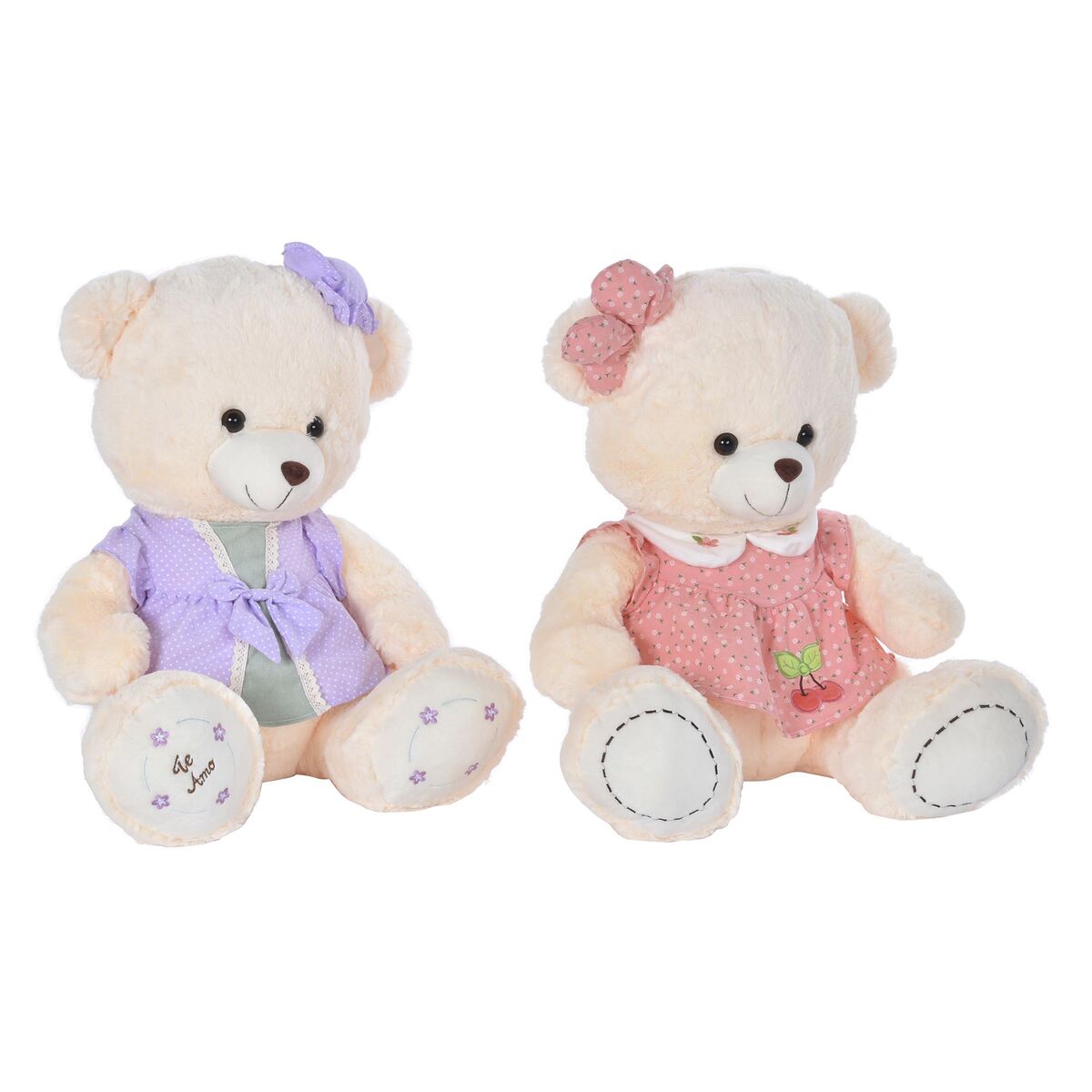 Teddy Bear DKD Home Decor Dress 42 x 20 x 50 cm Beige Pink Lilac Children's Bear (2 Units)