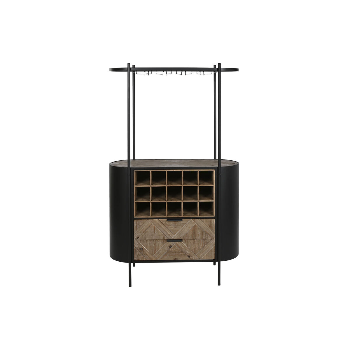 Bottle rack Home ESPRIT Black Natural Metal Fir 90 x 36 x 150 cm