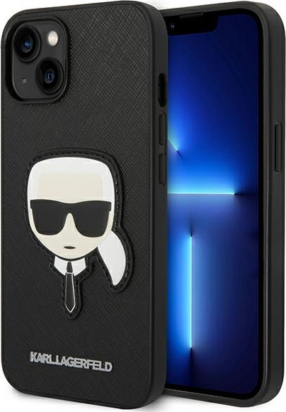 Karl Lagerfeld KLHCP14MSAPKHK Apple iPhone 14 Plus black hardcase Saffiano Karl`s Head Patch