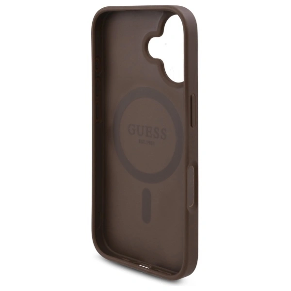 Guess GUHMP16SP4ROPEMCW Apple iPhone 16 hardcase 4G Flowers Print MagSafe brown