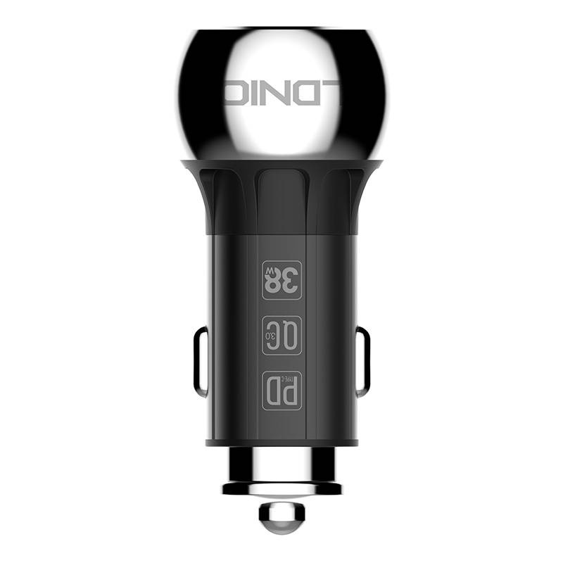 LDNIO C1 Car Charger USB-A, USB-C + USB-C/Lightning cable