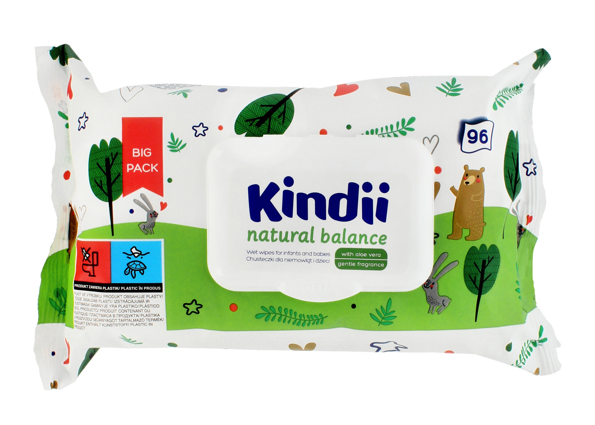 Kindi Natural Balance Chusteczki oczyszczające dla niemowląt i dzieci  1op.-96szt