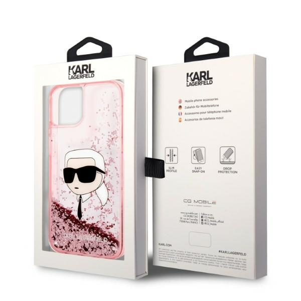 Karl Lagerfeld KLHCP14MLNKHCP Apple iPhone 14 Plus pink hardcase Glitter Karl Head