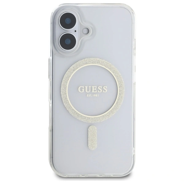 Guess GUHMP16MHFGERET Apple iPhone 16 Plus hardcase IML Glitter Circle MagSafe transparent