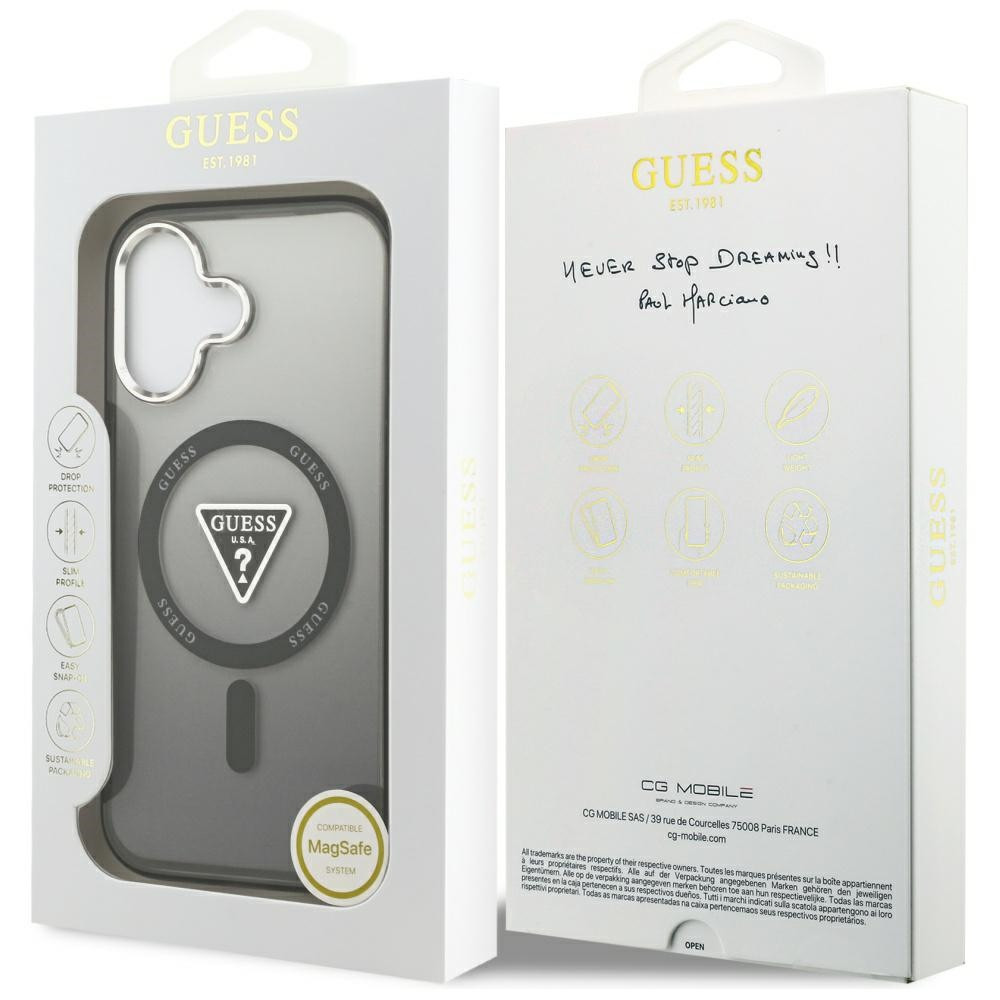 Etui Guess IML Gradient Triangle Logo MagSafe do Apple iPhone 17 czarny
