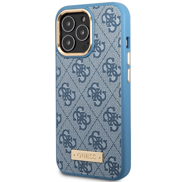 Guess GUHMP14LU4GPRB Apple iPhone 14 Pro blue hard case 4G Logo Plate MagSafe
