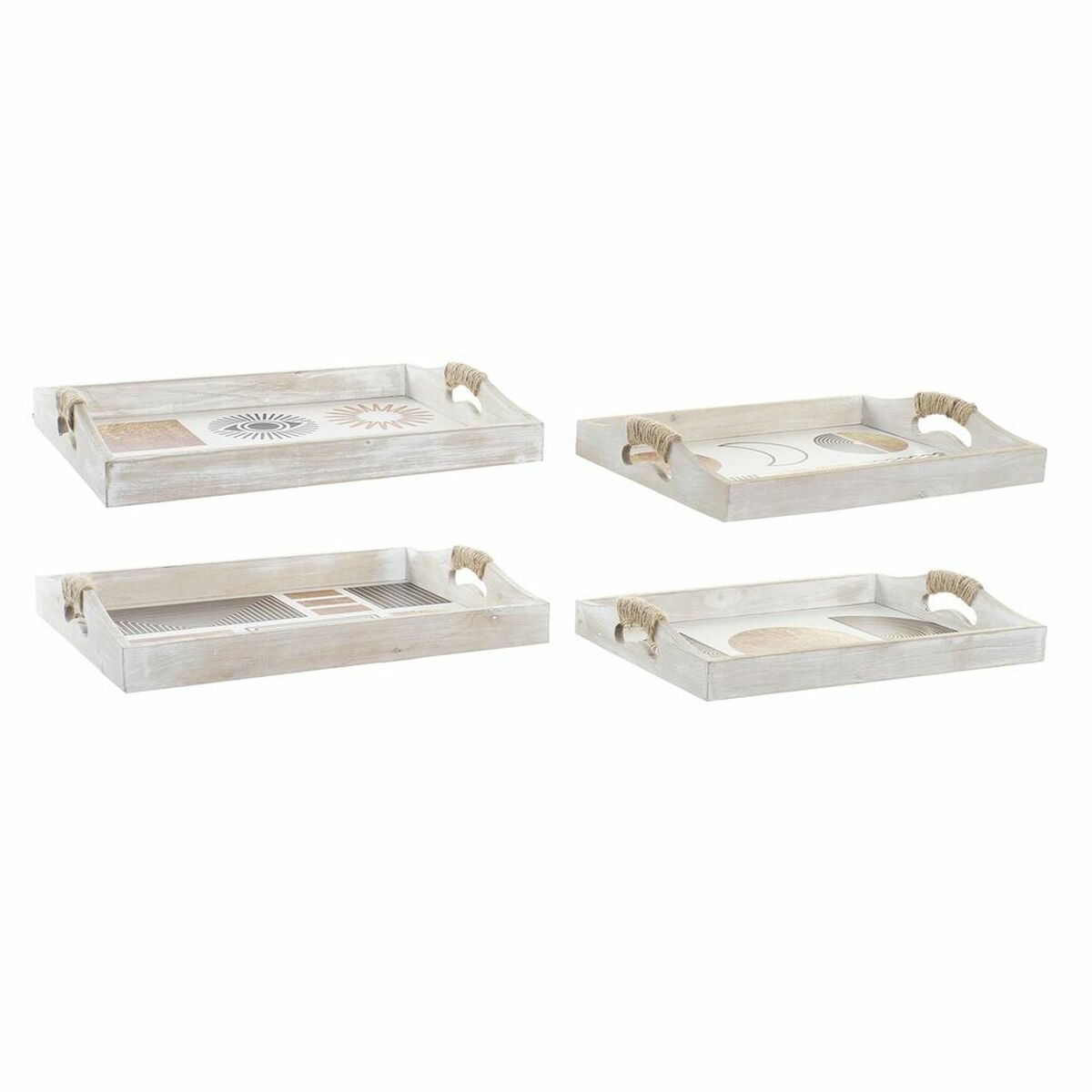 Set of trays DKD Home Decor Black Golden White 40 x 30 x 6 cm (2 Units)