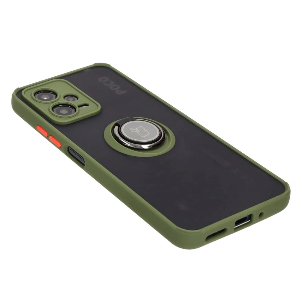 Bizon Case Hybrid Ring Xiaomi Poco X5 / Redmi Note 12 5G smoky with a green frame
