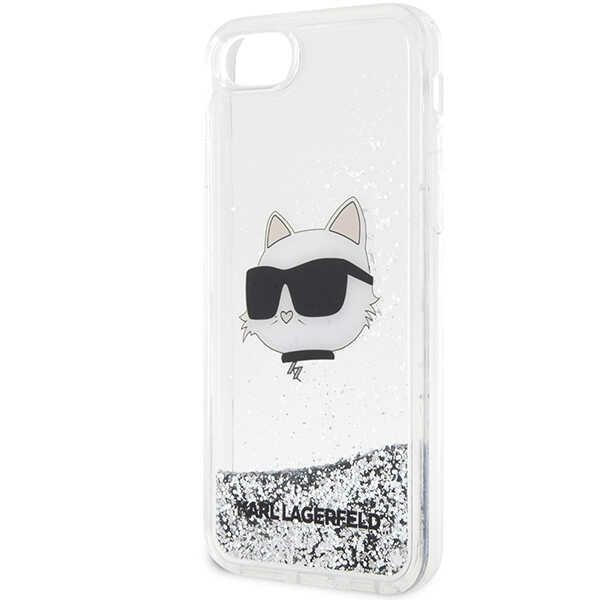 Karl Lagerfeld KLHCI8LNCHCS Apple iPhone SE 2022/SE 2020/8/7 silver hardcase Glitter Choupette Head