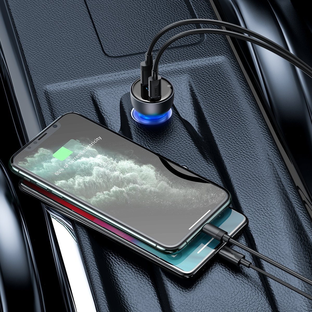 Baseus Particular Digital Display QC+PPS Dual Quick Charger Car Charger 65W Gray