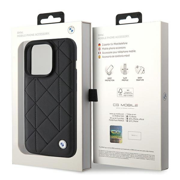 BMW BMHCP15X22RQDK Apple iPhone 15 Pro Max Leather Quilted black