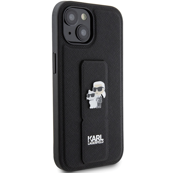Karl Lagerfeld KLHCP15MGSAKCPK iPhone 15 Plus czarny/black hardcase Gripstand Saffiano Karl&Choupette Pins
