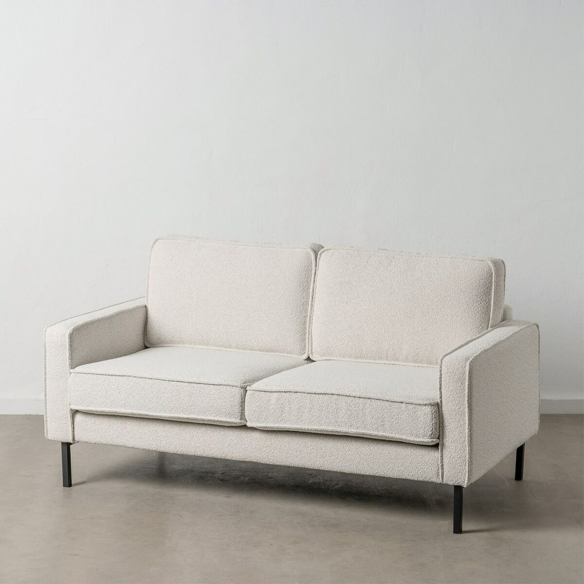 Sofa 163 x 87 x 90 cm Synthetic Fabric Beige Metal