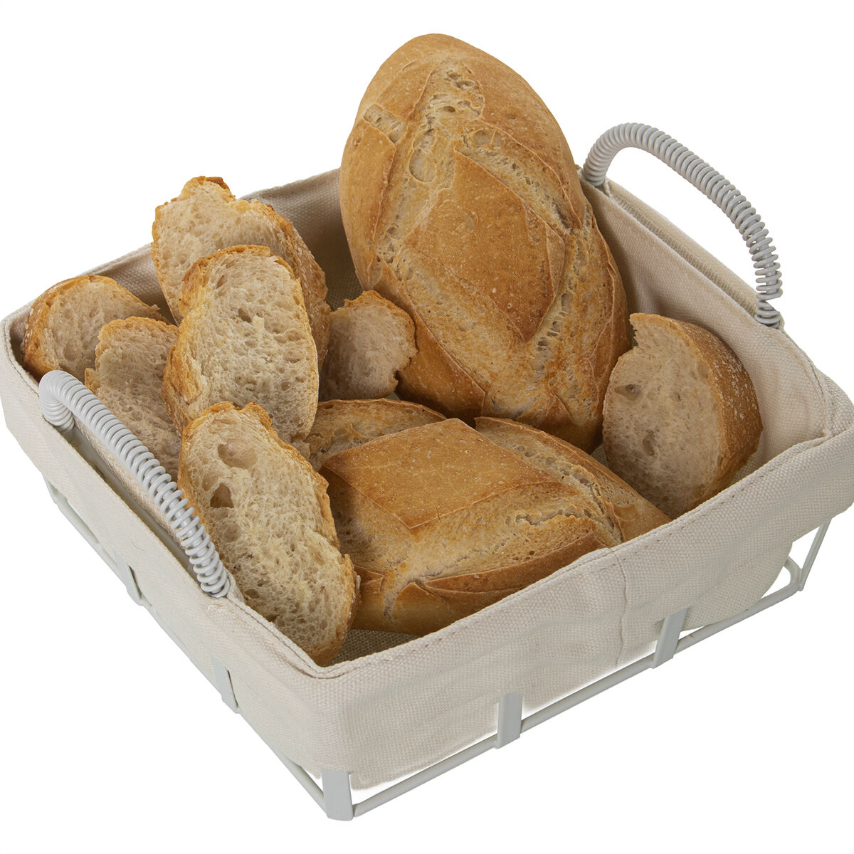 Breadbasket Alexandra House Living White Metal Cloth 22 x 11 x 20 cm