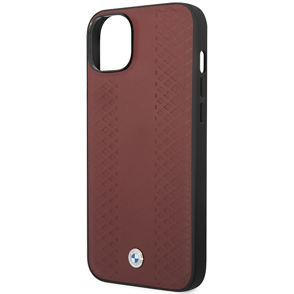 BMW BMHCP14S22RFGR Apple iPhone 14 burgundy Leather Diamond Pattern