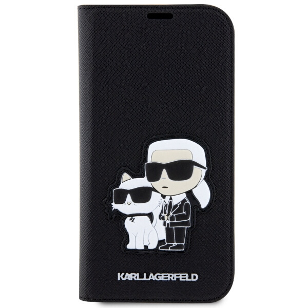 Karl Lagerfeld KLBKP14LSANKCPK Apple iPhone 14 Pro bookcase black Saffiano Karl & Choupette