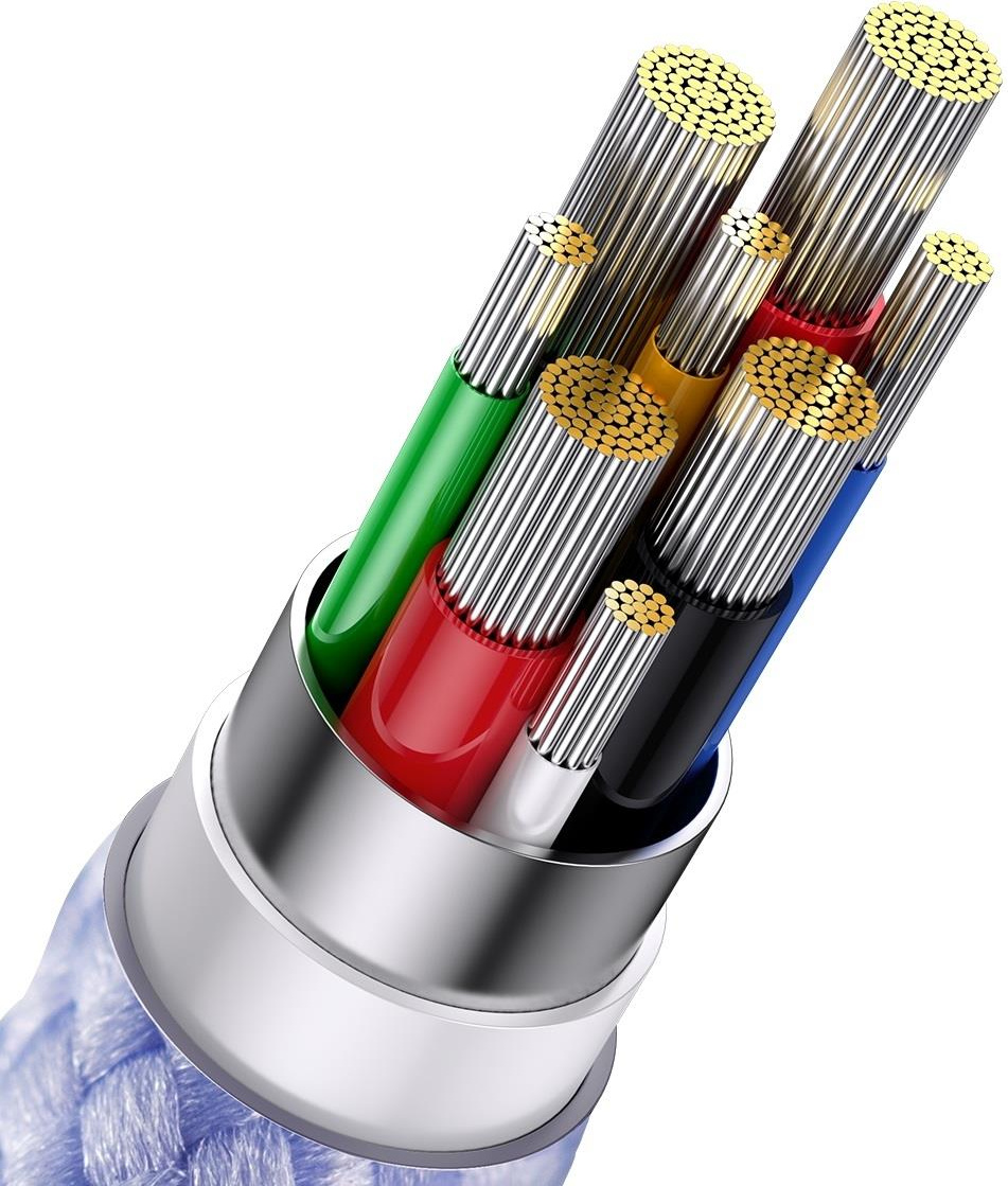 Baseus Flash Series II USB Type C / USB Type A cable - USB Type C / Lightning / micro USB 100 W 1.5 m purple