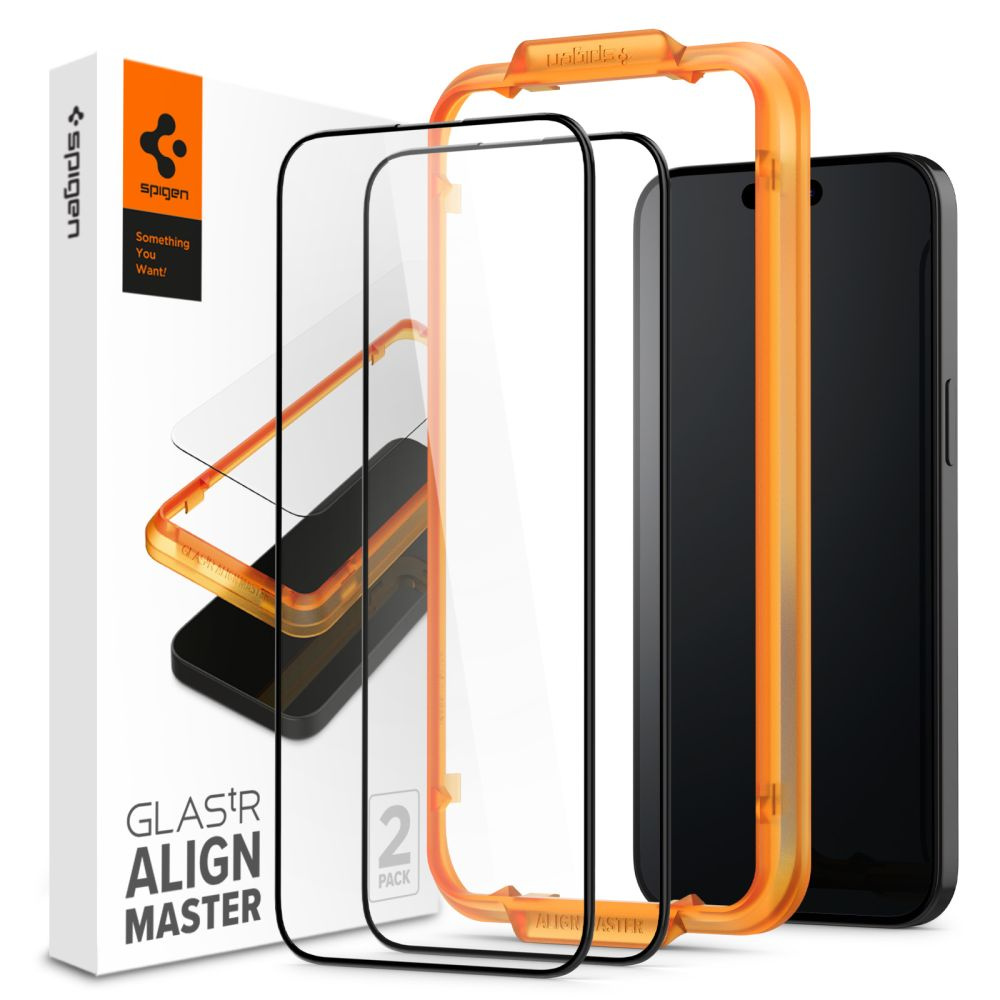 Spigen GLAS.tR AlignMaster FC Apple iPhone 15 Plus Black [2 PACK]