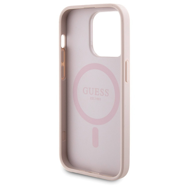 Guess GUBPM5P15L4GEMGP Apple iPhone 15 Pro hardcase + Powerbank 5000mAh MagSafe 4G Metal Logo pink