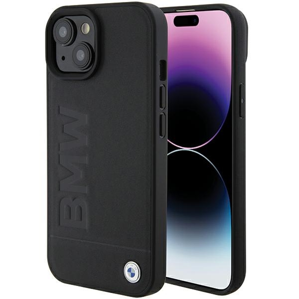 BMW BMHCP15SSLLBK Apple iPhone 15 Leather Hot Stamp black