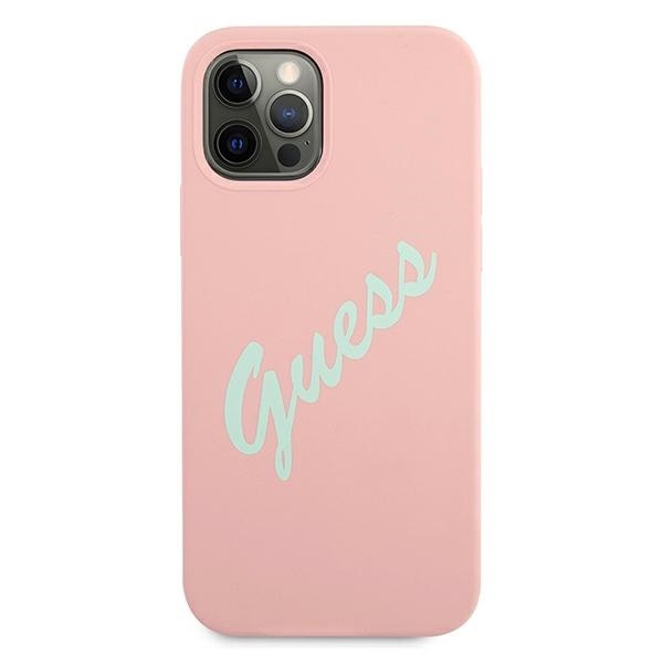 Guess GUHCP12MLSVSPG Apple iPhone 12/12 Pro green pink hardcase Silicone Vintage
