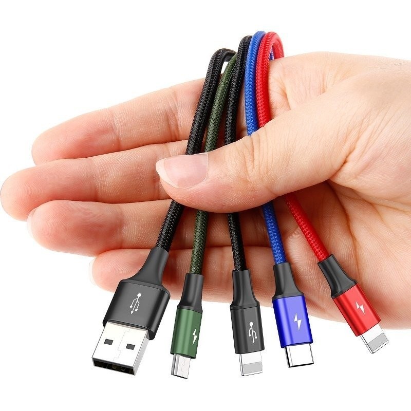 Cable USB Baseus Fast 4w1 USB-C / 2x Lightning / Micro 3,5A 1,2m Black