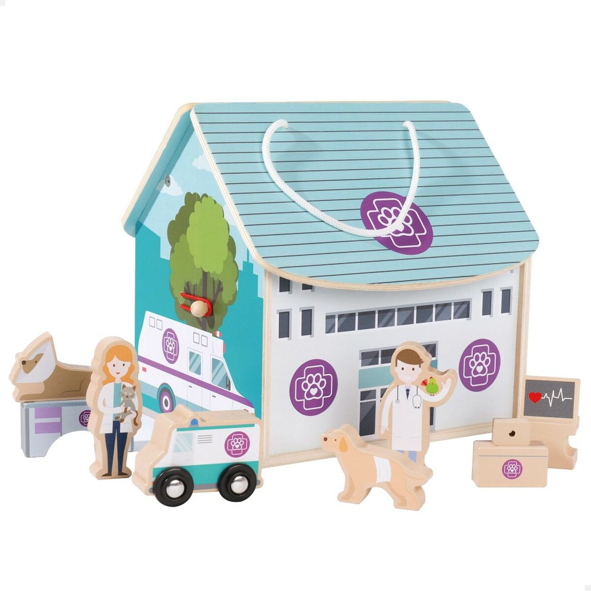 Playset Woomax Weterynarz 19 x 18 x 19 cm 9 Części 4 Sztuk