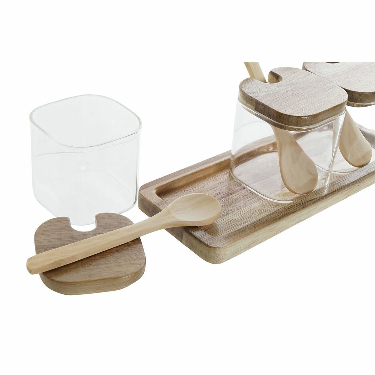 3 Tubs DKD Home Decor 20,5 x 8 x 1,5 cm Natural Transparent 150 ml Borosilicate Glass