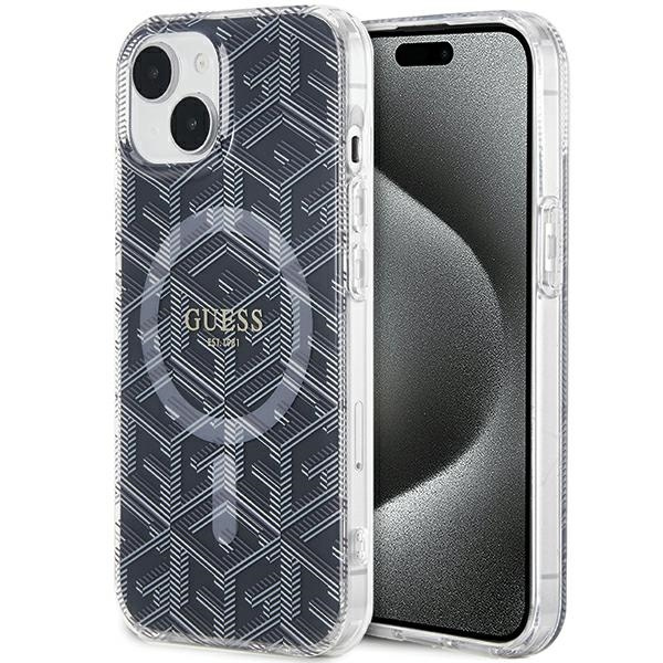Guess GUHMP15SHGCUSTGK Apple iPhone 15 / 14 hardcase IML GCube MagSafe black