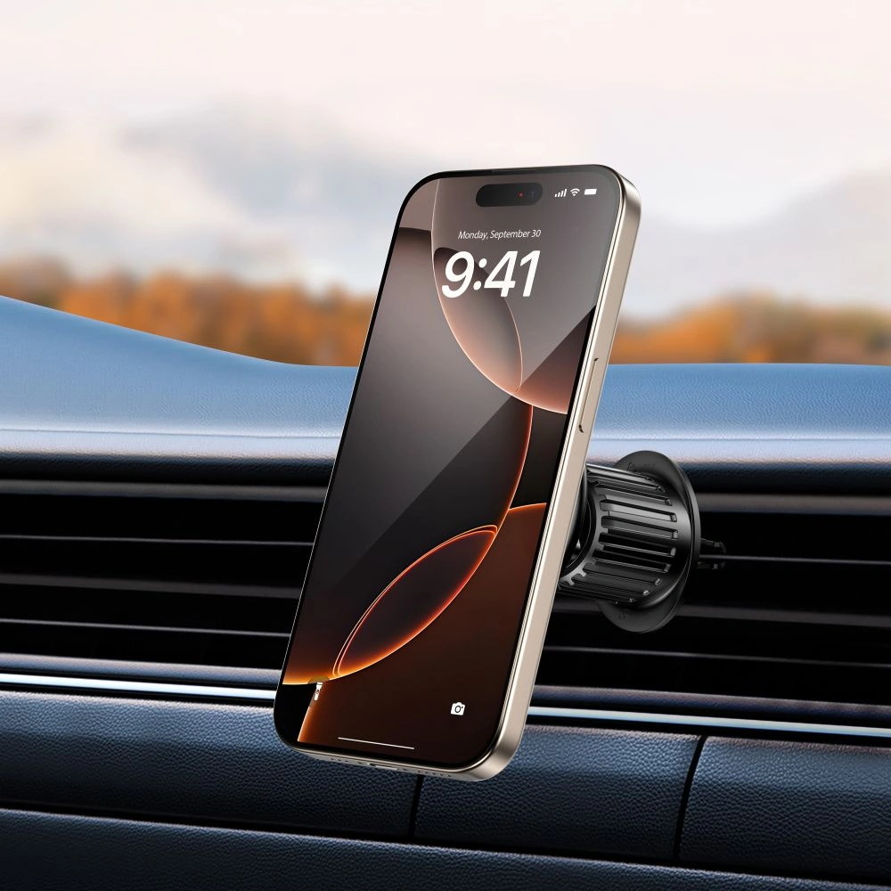 Uchwyt samochodowy na kokpit / do kratki z ładowarką bezprzewodową Tech-Protect MM15W-V10 Magnetic MagSafe Dashboard & Vent Car Mount Wireless Charger 15W Black